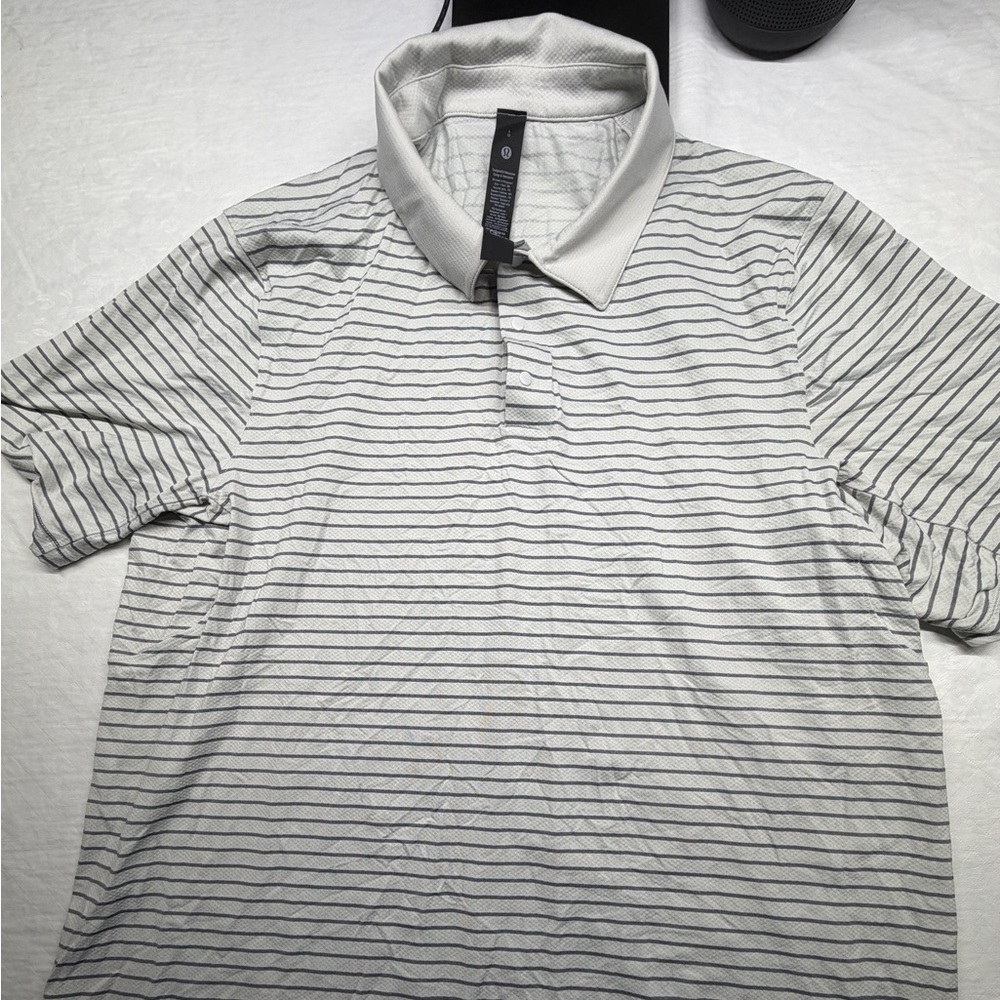 lululemon athletica Men's Light Gray Striped Shirt - Picture 2 of 4